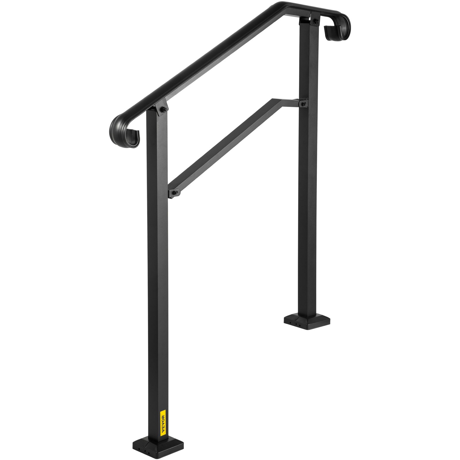 VEVOR - Barandilla de escalera para exterior, apta para 2 o 3 escalones, de aleación de metal, flexible, de transición, para porche, con kit de instalación, para escaleras de hormigón o madera, color negro