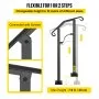 VEVOR - Barandilla de escalera para exterior, de aleación de metal, flexible, para 1 o 2 escalones, con kit de instalación, para escaleras de hormigón o madera, color negro