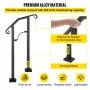 VEVOR - Barandilla de escalera para exterior, de aleación de metal, flexible, para 1 o 2 escalones, con kit de instalación, para escaleras de hormigón o madera, color negro