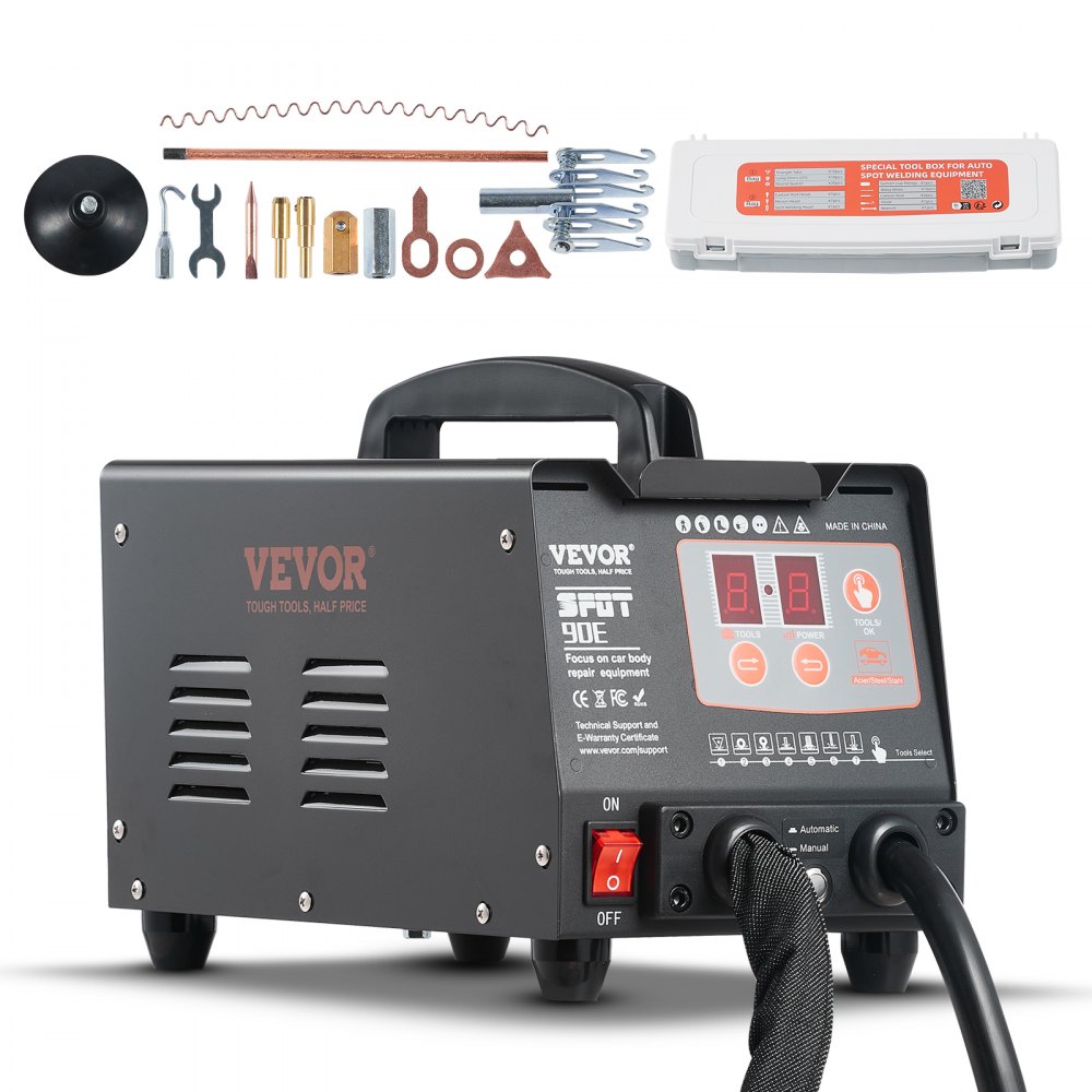 Kit de reparación de abolladuras con soldadora de pernos VEVOR, 220 V, 3 kW, soldadora por puntos con soldadura automática/manual y 7 modos versátiles, máquina extractora de abolladuras para reparación de abolladuras de automóviles y camiones.