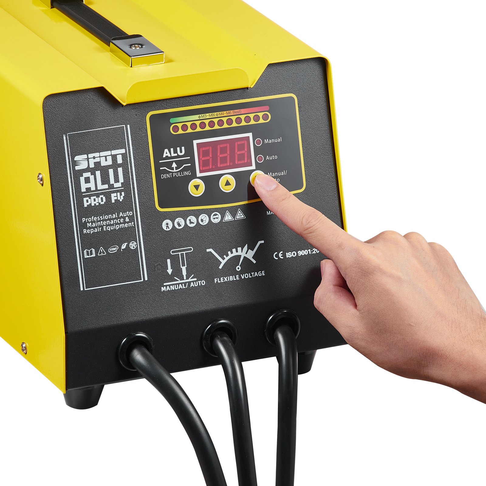 Soldadora por puntos VEVOR, kit de reparación de abolladuras con soldadora de pernos de 300 W y pistola de calor, modo de soldadura automático/manual, máquina de soldadura por puntos de 110 V para reparación de paneles de carrocería de aluminio.