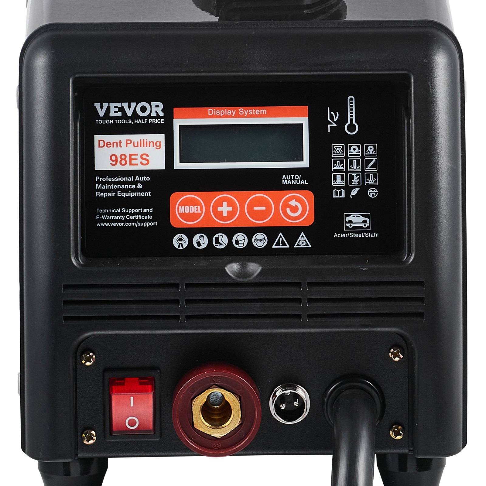 Kit de reparación de abolladuras con soldadora de pernos VEVOR, extractor de abolladuras con soldadora por puntos de 3 kW con soldadura automática/manual y 9 modos versátiles, máquina extractora de abolladuras de 110 V para reparación de abolladuras de automóviles y camiones.