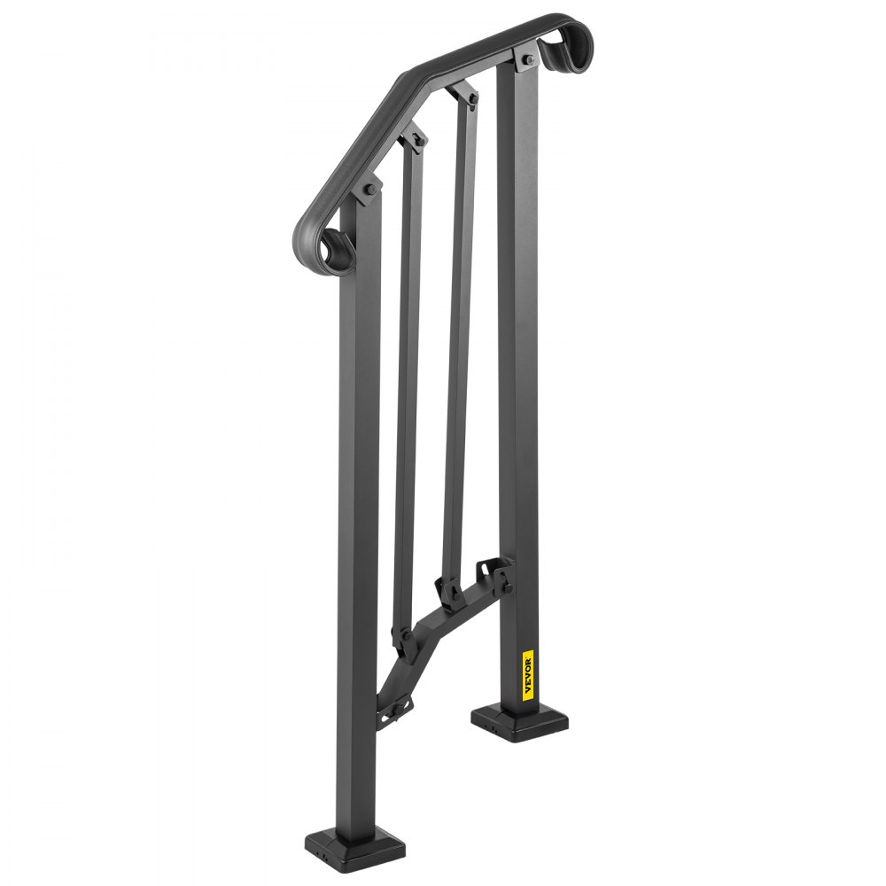 VEVOR - Barandilla de escalera para exterior, de aluminio, para 1 o 2 escalones, flexible, para porche, con kit de instalación, para escaleras de hormigón o madera, color negro