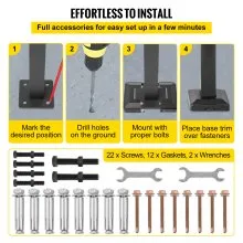 VEVOR Barandilla de escalera para exteriores, para pasamanos de aluminio de 1 o 2 escalones, pasamanos de transición flexible para porche delantero, riel de piquete con kit de instalación, para escaleras de hormigón o madera, negro