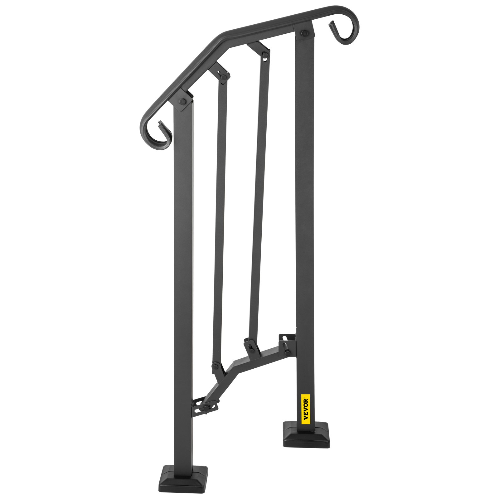 VEVOR - Barandilla de escalera para exterior, de aluminio, para 1 o 2 escalones, flexible, para porche, con kit de instalación, para escaleras de hormigón o madera, color negro