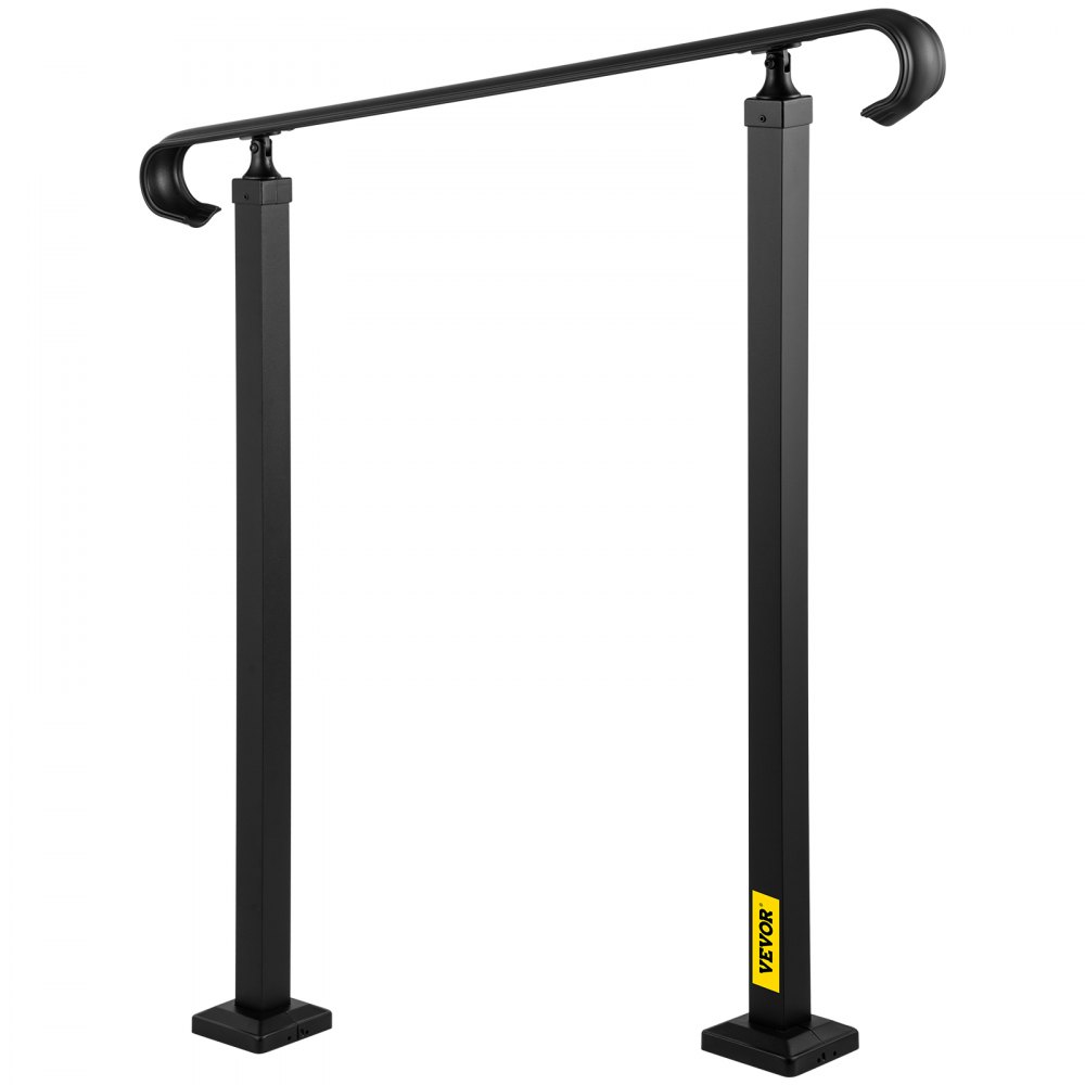 VEVOR Barandilla de escalera para exteriores, barandilla de aleación de metal, pasamanos de transición flexible de 2 o 3 escalones, barandilla de escalera para exteriores con kit de instalación, pasamanos para escaleras de hormigón o madera, negro