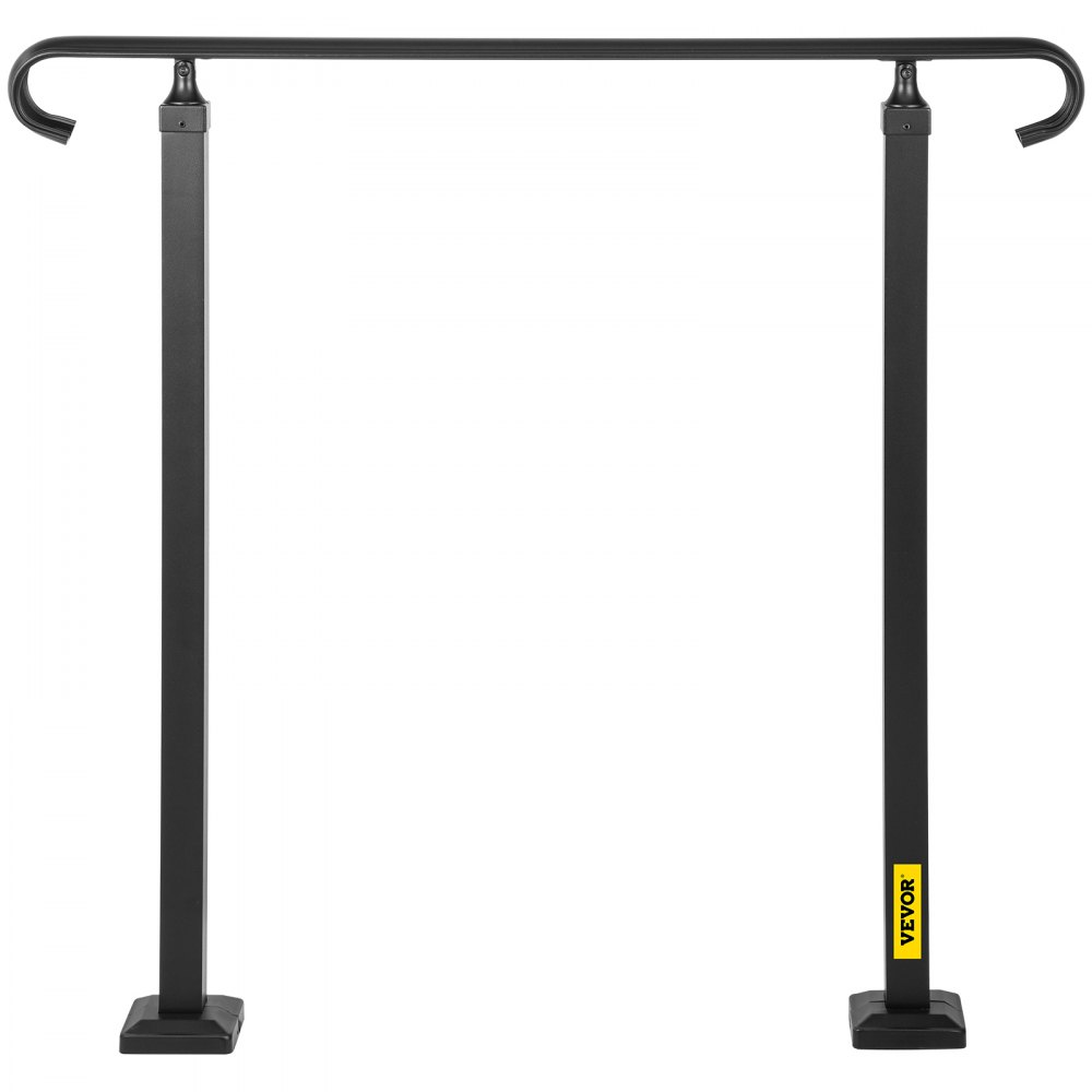 VEVOR Barandilla de escalera para exteriores, barandilla de aleación de metal, pasamanos de transición flexible de 2 o 3 escalones, barandilla de escalera para exteriores con kit de instalación, pasamanos para escaleras de hormigón o madera, negro