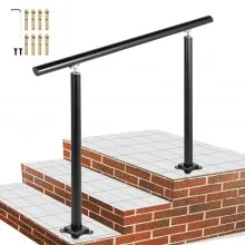 VEVOR Kit de barandilla de escalera para exteriores, pasamanos de 3 pies, 1-3 escalones, ángulo ajustable, barandilla de escalera de aluminio negro para ancianos, pasamanos para escalones al aire libre
