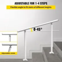 VEVOR Pasamanos de Escaleras, Barandilla de Aluminio / Hierro, 121,9 cm, Blanco