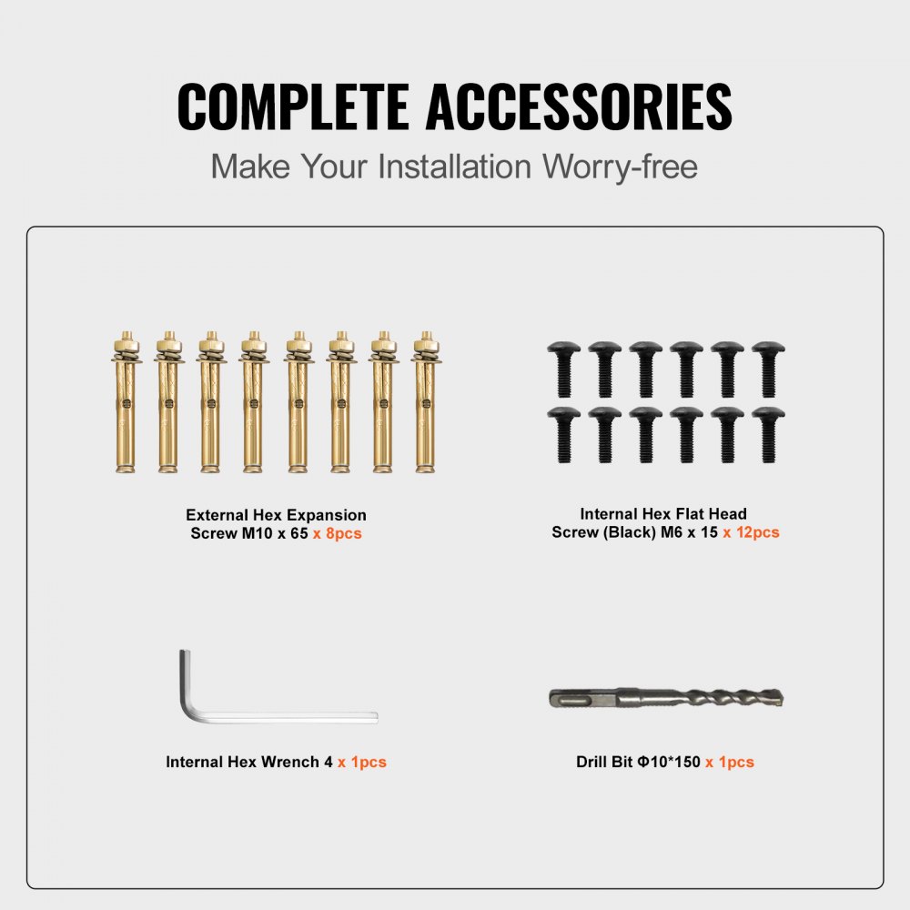 VEVOR Pasamanos de Escaleras, Barandilla de Aluminio de 121,9 x 90,2 cm, Negro