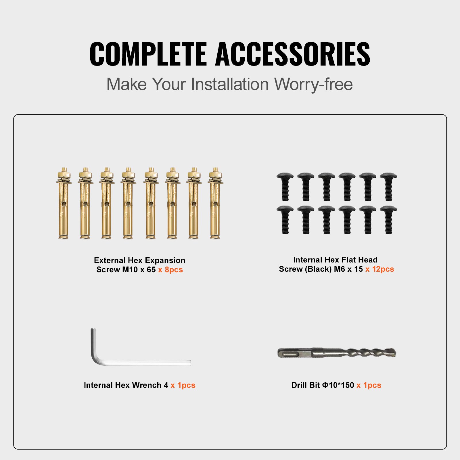 VEVOR Pasamanos de Escaleras, Barandilla de Aluminio de 121,9 x 90,2 cm, Negro