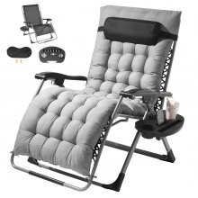 Silla reclinable VEVOR Zero Gravity de 84 cm para interior y exterior, ajustable, con cojín, reposacabezas, reposapiés y portavasos, soporta 227 kg, color gris.