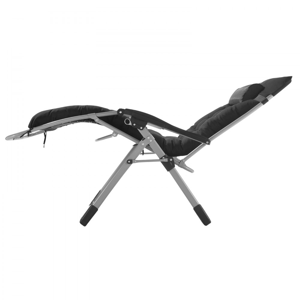 Silla reclinable VEVOR Zero Gravity de 84 cm para interior y exterior, ajustable, con cojín, reposacabezas, reposapiés y portavasos, soporta 227 kg, color negro