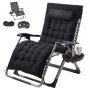 Silla reclinable VEVOR Zero Gravity de 84 cm para interior y exterior, ajustable, con cojín, reposacabezas, reposapiés y portavasos, soporta 227 kg, color negro