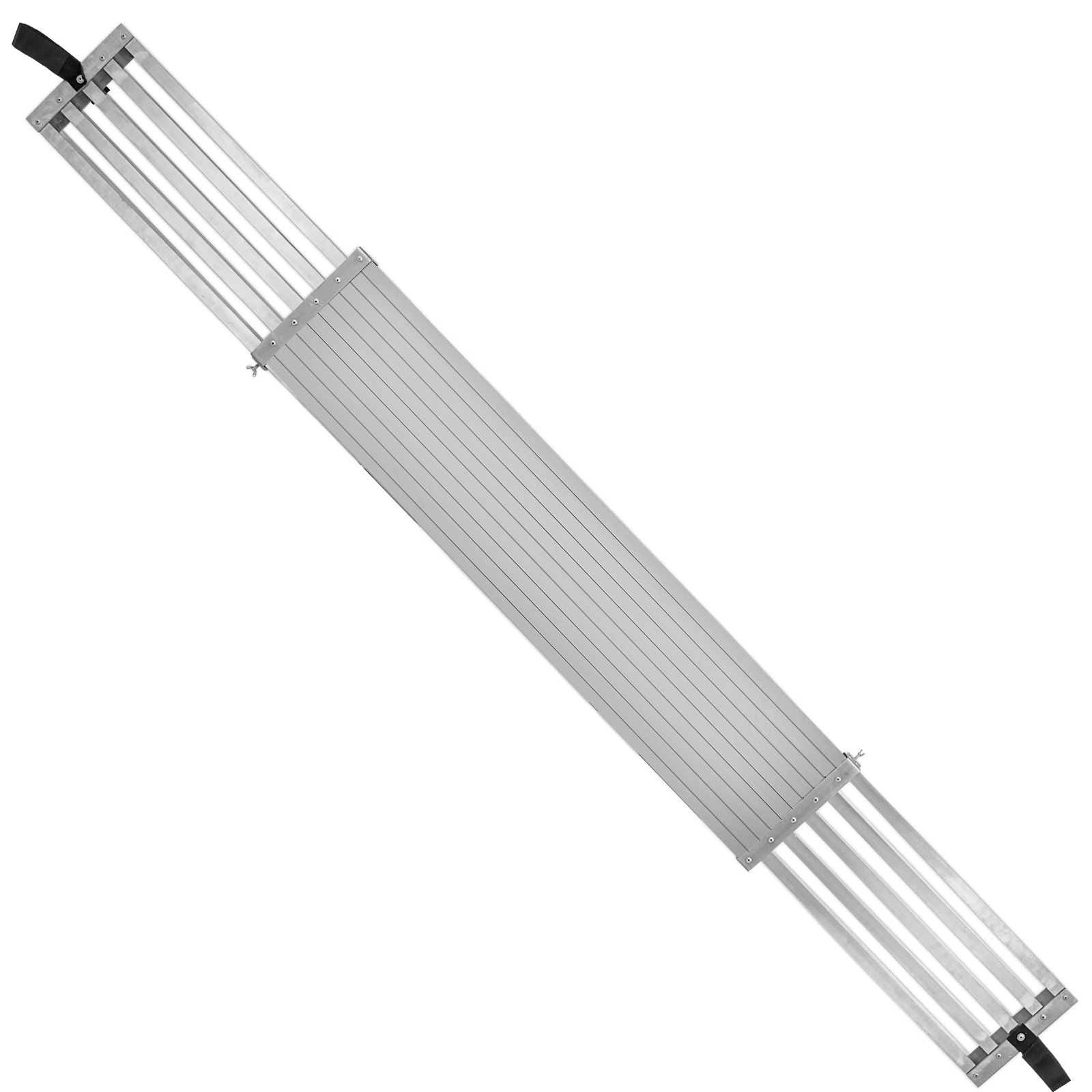 Tablón de trabajo de aluminio VEVOR con diseño retráctil de listones y asa para facilitar su transporte.