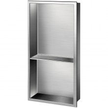 Nicho de ducha VEVOR de acero inoxidable, 12 x 24 x 4 pulgadas, nicho empotrado en la pared, fácil de instalar, estante de ducha empotrado moderno y elegante, nicho de jabón acabado pulido para ducha/baño