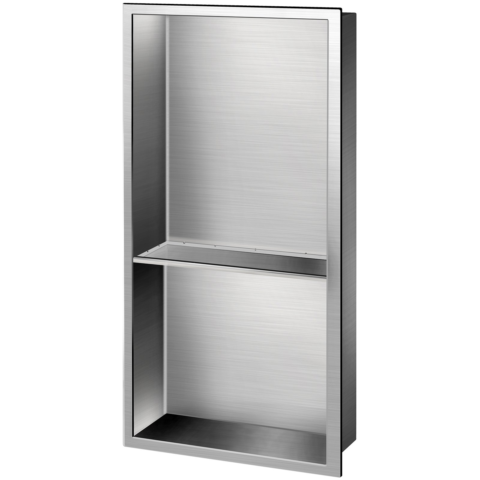 Nicho de ducha VEVOR de acero inoxidable, 12 x 24 x 4 pulgadas, nicho empotrado en la pared, fácil de instalar, estante de ducha empotrado moderno y elegante, nicho de jabón acabado pulido para ducha/baño