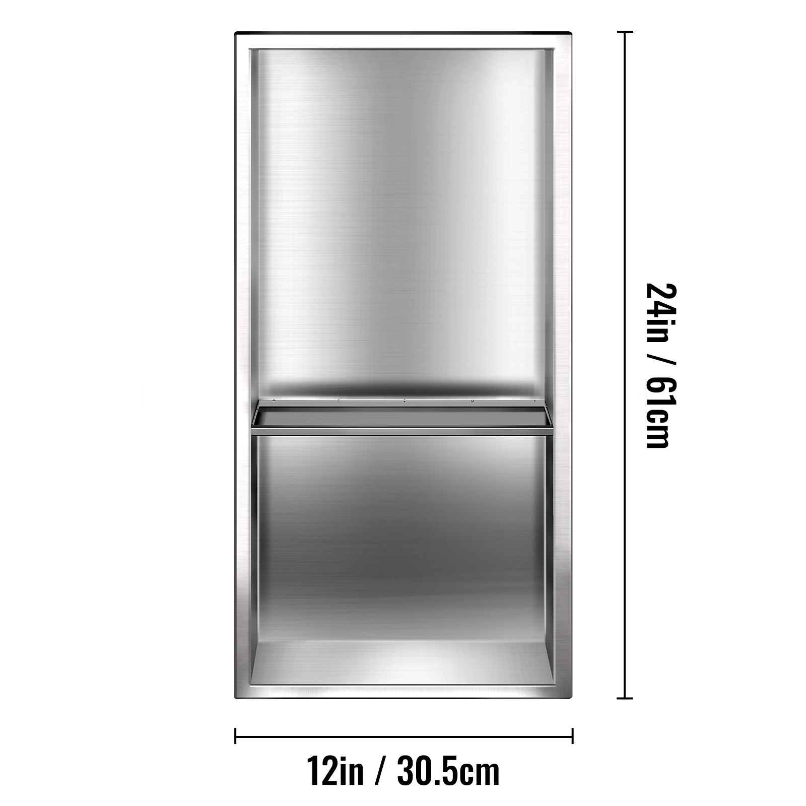 Nicho de ducha VEVOR de acero inoxidable, 12 x 24 x 4 pulgadas, nicho empotrado en la pared, fácil de instalar, estante de ducha empotrado moderno y elegante, nicho de jabón acabado pulido para ducha/baño