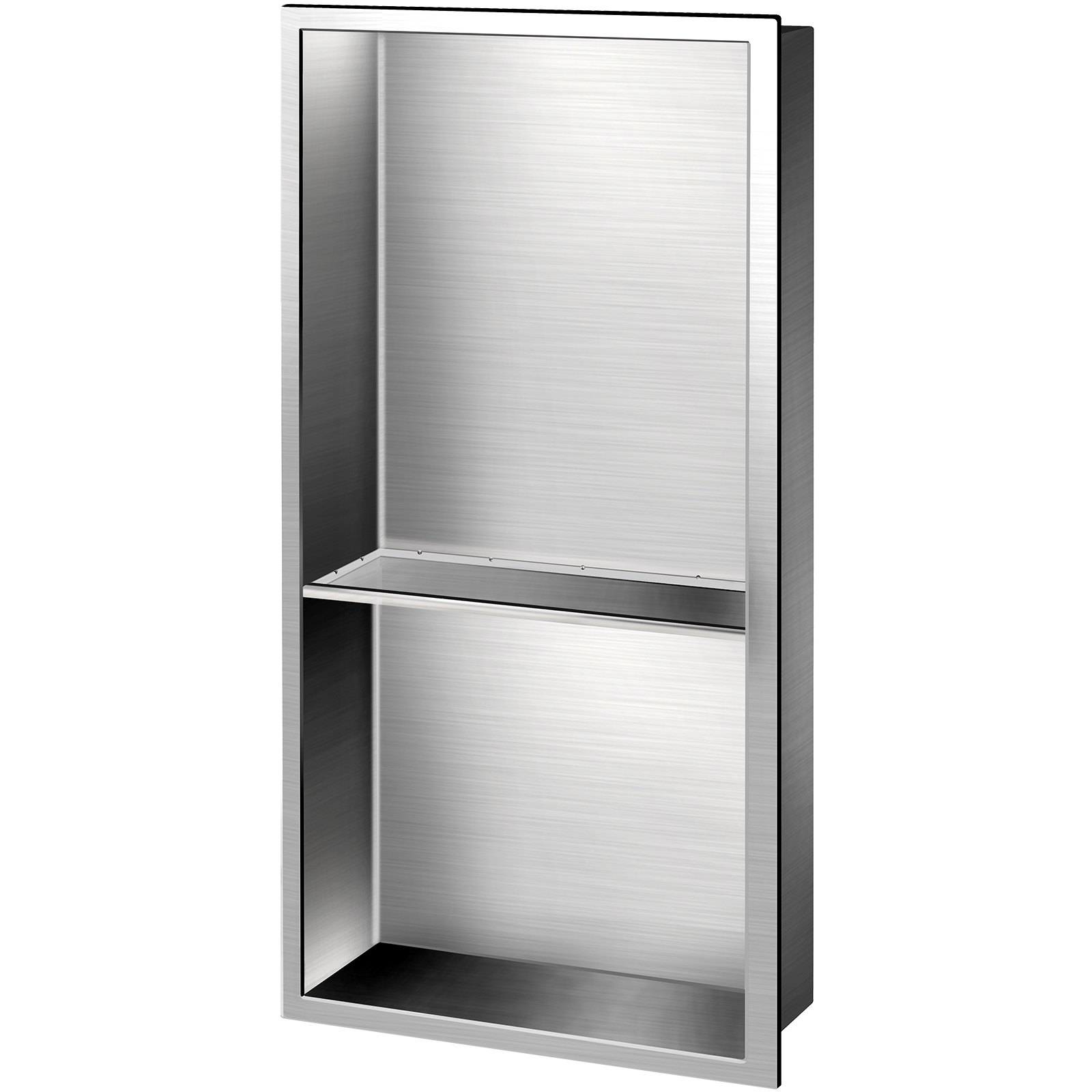 Nicho de ducha VEVOR de acero inoxidable, 12 x 24 x 4 pulgadas, nicho empotrado en la pared, fácil de instalar, estante de ducha empotrado moderno y elegante, nicho de jabón acabado pulido para ducha/baño
