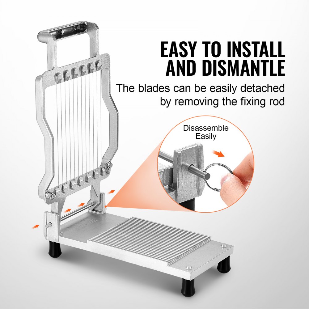 Cortador de queso VEVOR con alambre, cuchillas de 0,39" y 0,78" para mantequilla, alambre desmontable, cortador de queso comercial de aleación de aluminio con alambre de acero inoxidable 316, ideal para cocina.