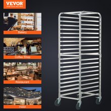 VEVOR Estante para panecillos, estantes de panadería comercial de 20 niveles con ruedas de freno, almacenamiento de carro de estante de aluminio para media y hoja completa, estante de velocidad para cocina, hogar, equipo para hornear pan, 26 pulgadas de largo x 20.4 pulgadas de ancho x 70 pulgadas de alto