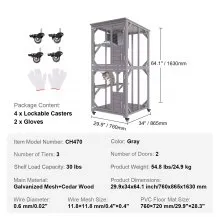 VEVOR Cat House Outdoor, Catio grande de 3 niveles, recinto para gatos con ruedas giratorias de 360°, 2 plataformas, una caja de descanso y puerta frontal grande, 29.9 x 34 x 64.1 pulgadas