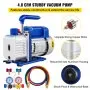 Bomba de succión VEVOR de una etapa, 4.8 CFM, 1/4 HP, para sistemas de aire acondicionado, HVAC, máximo vacío de 5 PA, kit de manómetro múltiple R410A, R134A y R22, incluye manómetro de 4 vías y manguera.