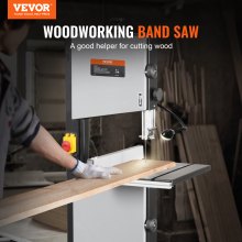 VEVOR Sierra de cinta con soporte, 10 pulgadas, 560 y 1100 RPM Sierra de cinta de banco de dos velocidades, motor de 370 W 0.5 HP con soporte de metal Luz de trabajo optimizada Valla de banco de trabajo y calibre de inglete, para carpintería Aluminio Plástico