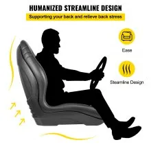 VEVOR Reemplazo universal de asiento de tractor, 2 unidades, par de asientos compactos de respaldo alto para cortacésped, asiento de carretilla elevadora de vinilo negro, asiento de dirección deslizante con orificio de drenaje central con patrones de pernos de montaje