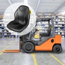 VEVOR Reemplazo universal de asiento de tractor, 2 unidades, par de asientos compactos de respaldo alto para cortacésped, asiento de carretilla elevadora de vinilo negro, asiento de dirección deslizante con orificio de drenaje central con patrones de pernos de montaje