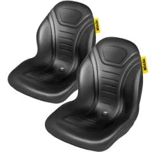 VEVOR Reemplazo universal de asiento de tractor, 2 unidades, par de asientos compactos de respaldo alto para cortacésped, asiento de carretilla elevadora de vinilo negro, asiento de dirección deslizante con orificio de drenaje central con patrones de pernos de montaje