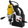 Taladro magnético VEVOR con motor amarillo y mango ergonómico.