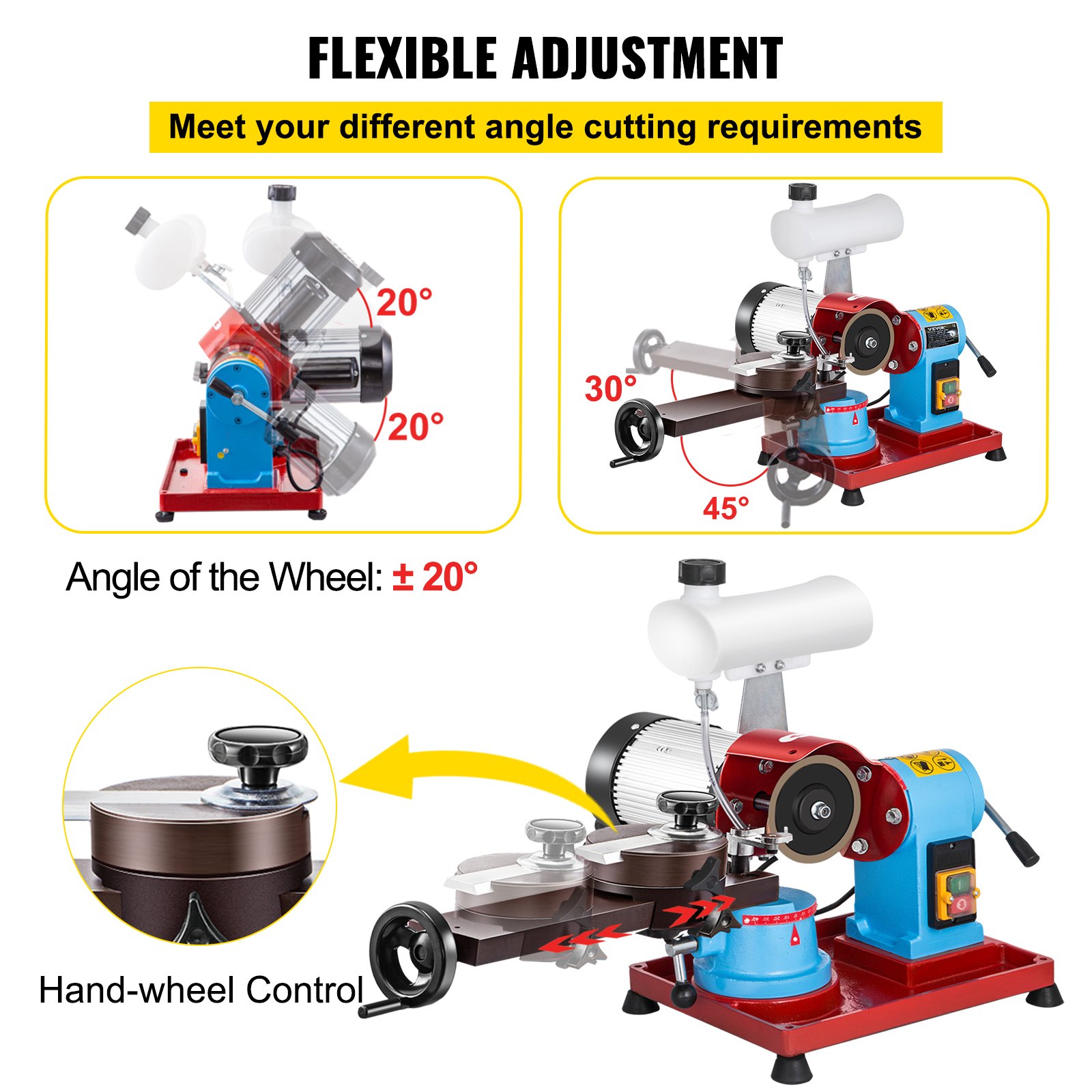 Afilador de hojas de sierra circular VEVOR con ajustes de ángulo flexibles para un corte preciso.