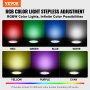 Luz de piscina LED VEVOR de 12 V en colores rojo, verde, azul, blanco, amarillo, morado y cian con ajuste continuo.