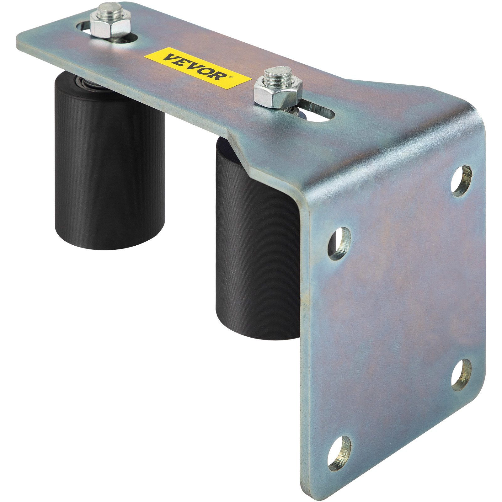 Guía de rodillos de puerta VEVOR Puerta corrediza de 3 "Rodillo de nylon negro Coloración Guía de puerta corrediza pintada con zinc con soporte en forma de L y pernos ajustables Conjunto de soporte de puerta deslizante para puertas corredizas Rodillo de guía