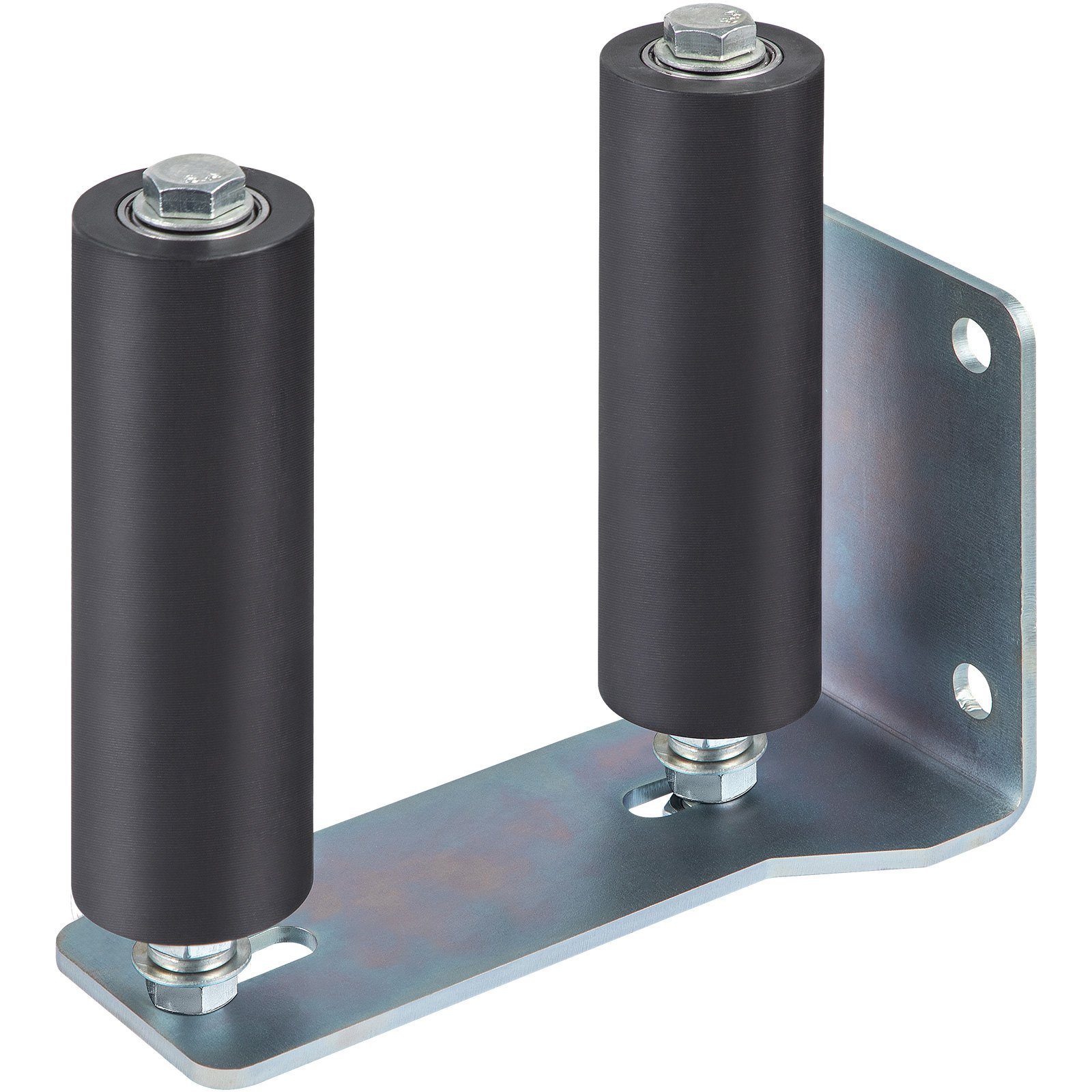 Guía de rodillos para puerta VEVOR de 6" para puerta corrediza, rodillo de nailon negro, colorante galvanizado, guía para puerta corrediza con soporte en forma de L y pernos ajustables, conjunto de soporte para puerta corrediza, rodillo guía para puertas corredizas