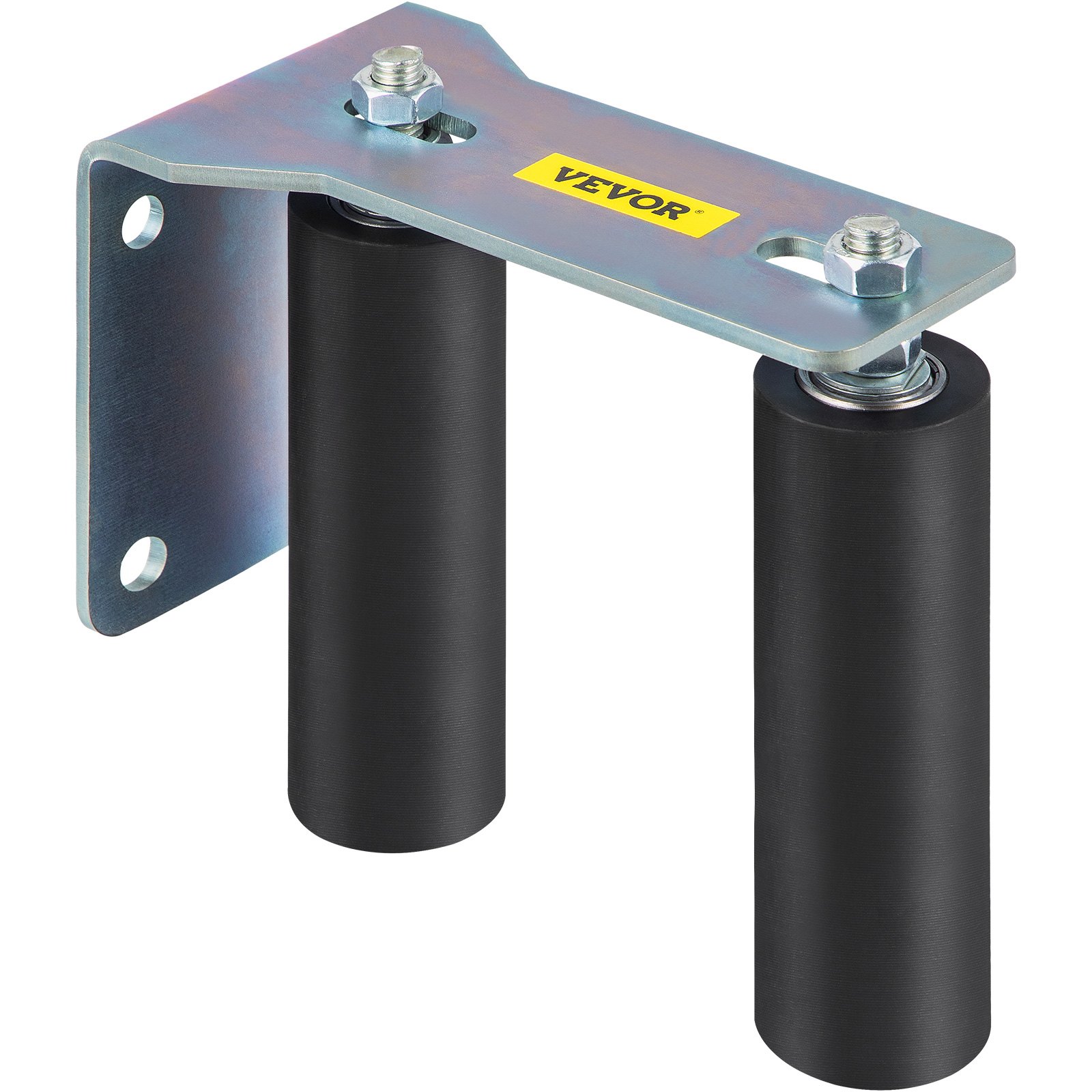Guía de rodillos para puerta VEVOR de 6" para puerta corrediza, rodillo de nailon negro, colorante galvanizado, guía para puerta corrediza con soporte en forma de L y pernos ajustables, conjunto de soporte para puerta corrediza, rodillo guía para puertas corredizas