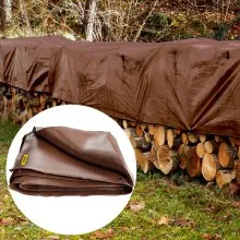 Lona resistente VEVOR, 12 x 25 pies, 16 mil de grosor, cubierta impermeable y resistente al sol para exteriores, lona de polietileno resistente a rasgaduras y desgarros con ojales y bordes reforzados para camión, caravana, barco, techo, tienda de campaña, camping, marrón