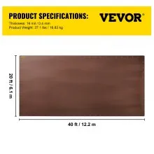 Lona resistente VEVOR, 20 x 40 pies, 16 mil de grosor, cubierta impermeable y resistente al sol para exteriores, lona de polietileno resistente a rasgaduras y desgarros con ojales y bordes reforzados para camión, caravana, barco, techo, tienda de campaña, camping, marrón