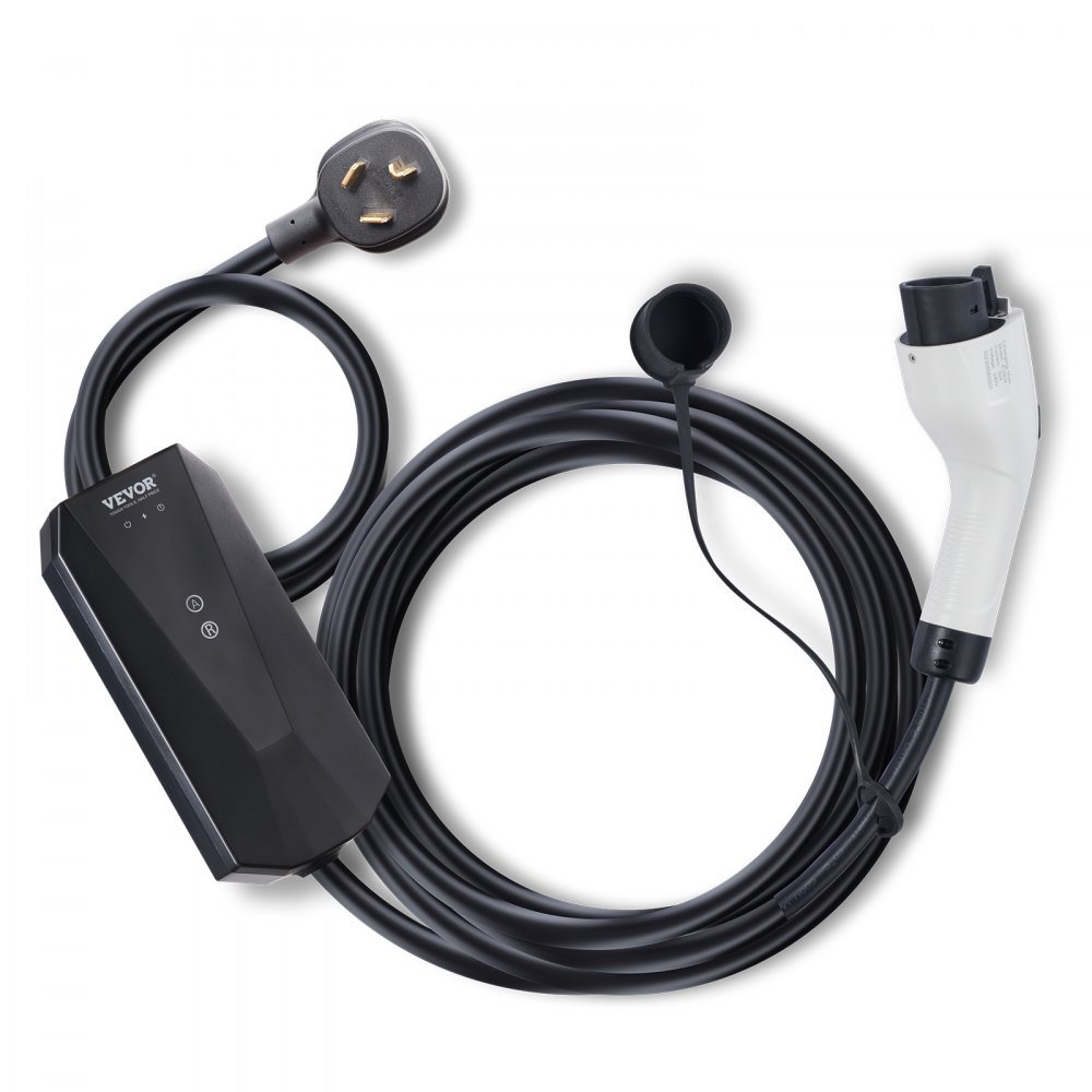 VEVOR Cargador portátil EV nivel 2, 16 Amp 240 V, cargador de vehículo eléctrico con cable de carga de 28 pies NEMA 10-30P enchufe, 8/10/13/16 A estación de carga EV doméstica enchufable de corriente ajustable para SAE J1772 EV