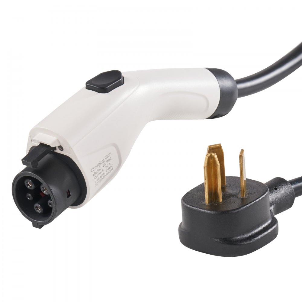 VEVOR Cargador portátil EV nivel 2, 16 Amp 240 V, cargador de vehículo eléctrico con cable de carga de 28 pies NEMA 10-30P enchufe, 8/10/13/16 A estación de carga EV doméstica enchufable de corriente ajustable para SAE J1772 EV