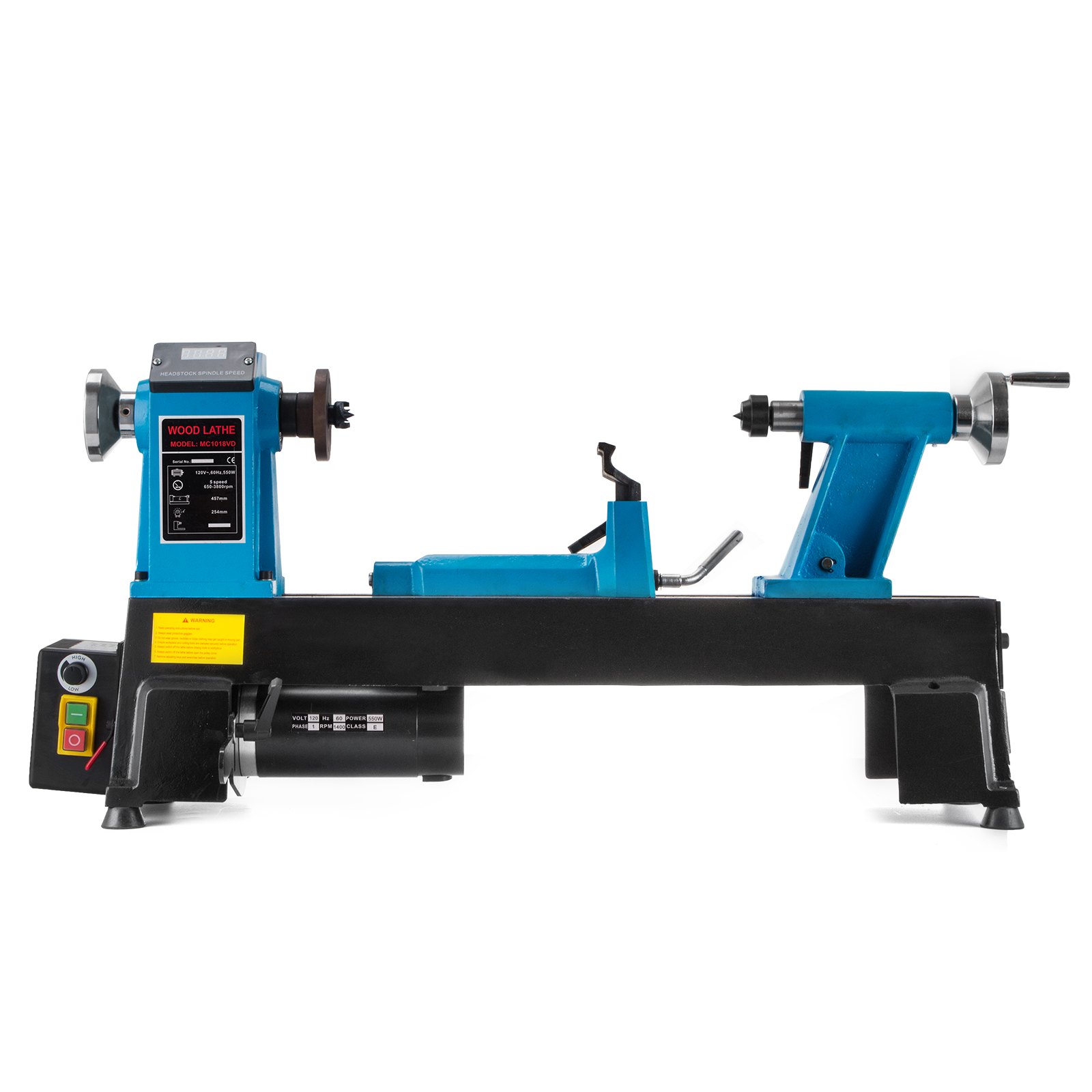 VEVOR Torno de Madera 12"x 18" Velocidad Variable 500-3800RPM y Pies de Goma