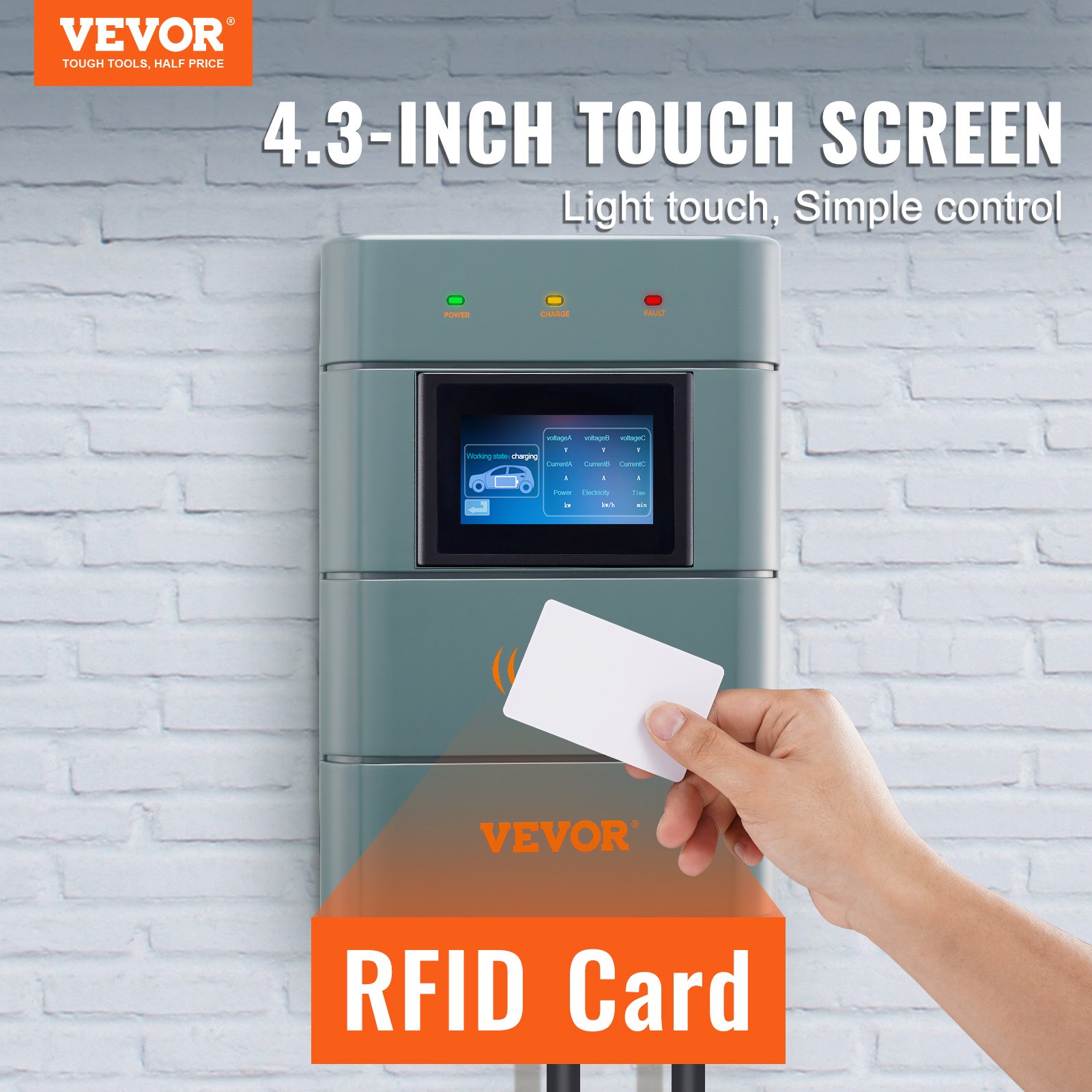 VEVOR Estación de carga de vehículos eléctricos de nivel 2, 0-48 A ajustable, 11,5 kW 240 V NEMA14-50 Cargador inteligente EV con WiFi, cable de carga TPE de 24 pies para uso en interiores/exteriores, ETL y certificado Energy Star