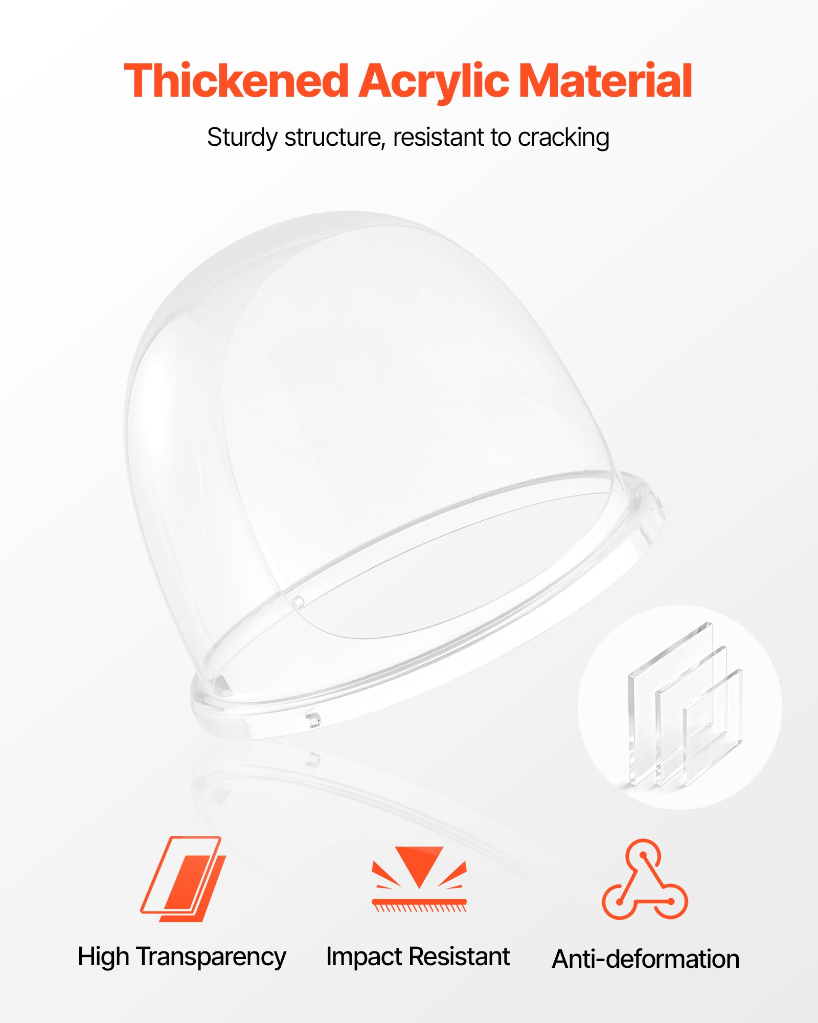 VEVOR - Funda para máquina de algodón de azúcar, cúpula de acrílico transparente, compatible con recipientes de 15 pulgadas para máquinas de algodón de azúcar, ideal para fiestas y tiendas, con diseño de ranura inferior.