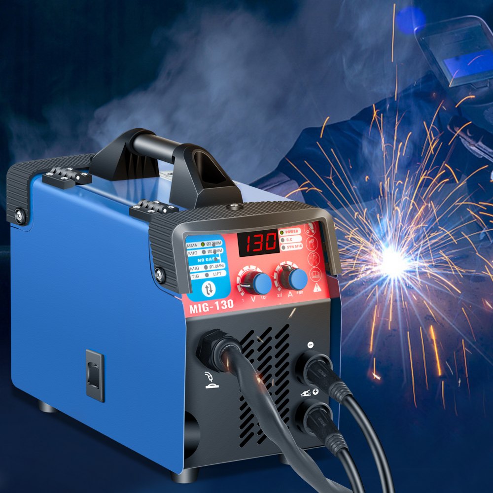 VEVOR Máquina de Soldadura de Inversor MIG, 3 en 1 Soldadora MMA MIG MAG, 130 Amperios 220 V Soldador MIG, Soldador TIG, Soldadora TIG MIG, Máquina de Soldar MIG para Soldadura de Acero Inoxidable