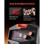 Soldadora MIG VEVOR, máquina de soldadura MIG sinérgica de 130 A, soldadora de núcleo fundente sin gas de 110 V, soldadora MIG portátil con tecnología inversora IGBT y pantalla digital.