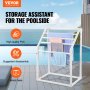 VEVOR Toallero de PVC para exterior de 5 barras, soporte independiente para toallas de piscina con clips, bolsa y gancho, organizador para secar colchas en interiores y exteriores, ideal para piscinas, baños y spas, color blanco