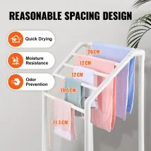 VEVOR Toallero para piscina, 5 barras, blanco, organizador de almacenamiento trapedozal de PVC independiente para exteriores, incluye 8 clips para toallas, bolsa de malla, gancho, también almacena flotadores y paletas, para playa, piscina