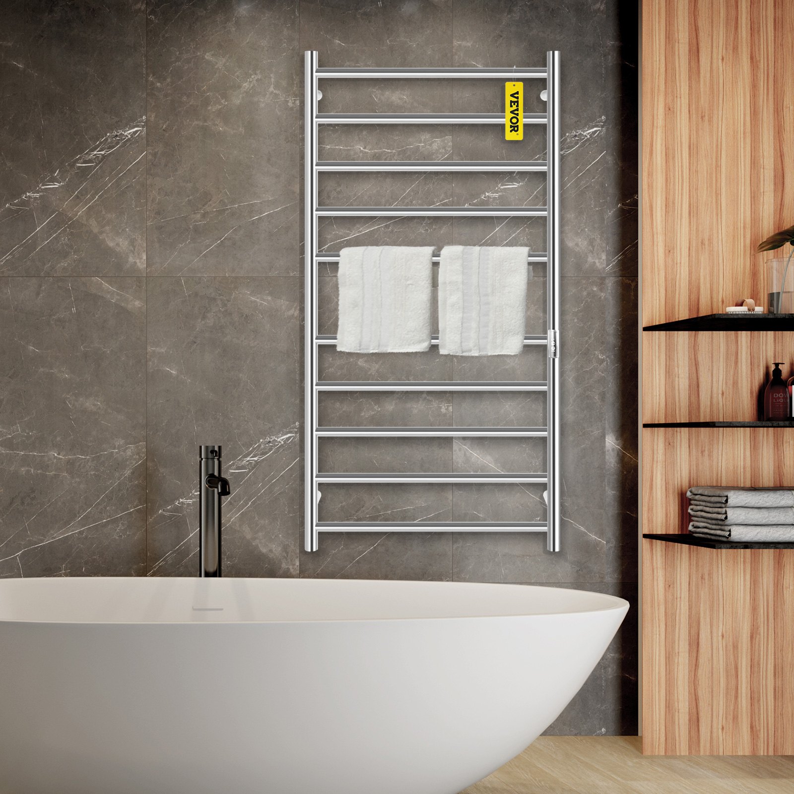 VEVOR Calentador de Toalla Eléctrico 10 Barras Radiador 110V de Acero Inoxidable