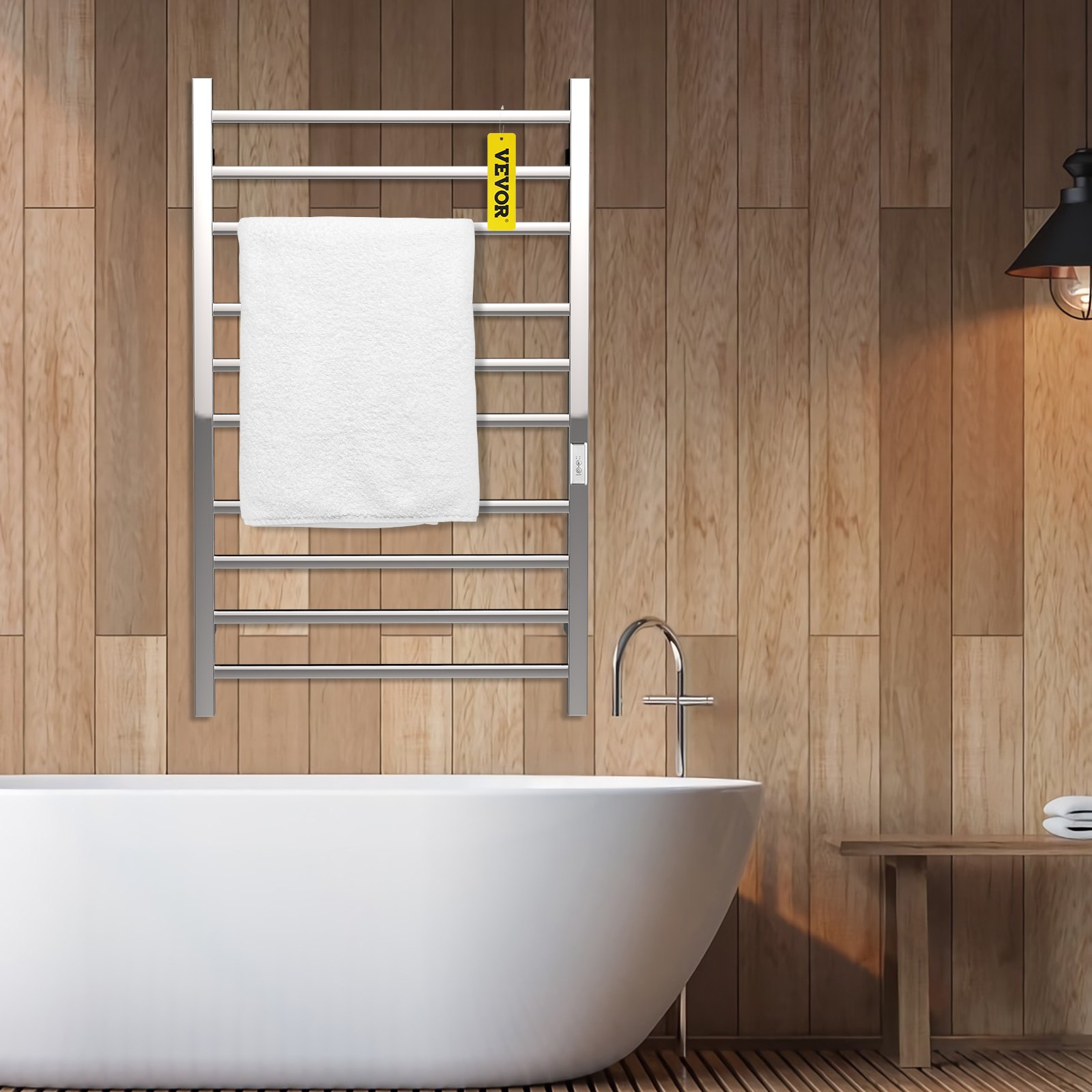 VEVOR Calentador de Toalla Eléctrico 10 Barras Radiador 124 W Acero Inoxidable